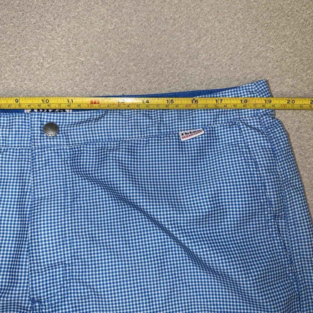 Ibiza Ocean Club Mens Size 36 Mesh Lined Swim Trunks Checked Blue White 6